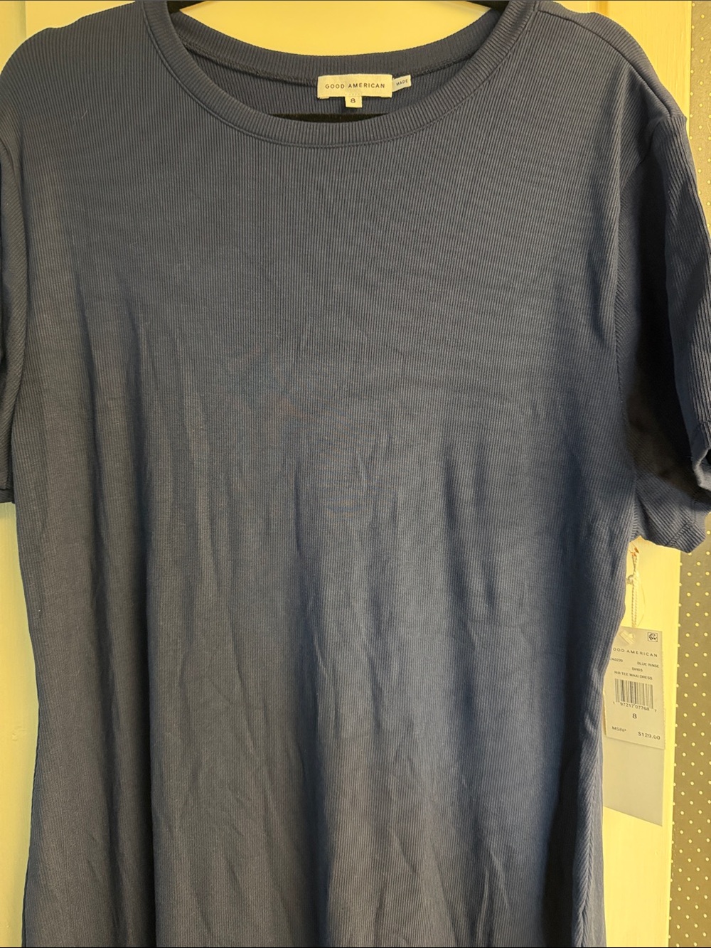Good American Blue Ribbed Crew Dress Size 8/4X